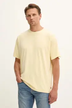 Levi's tricou din bumbac culoarea galben, neted, A0637 imagine