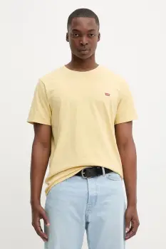 Levi's tricou din bumbac culoarea galben, uni, 56605 imagine