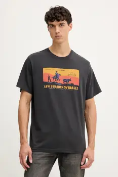 Levi's tricou din bumbac culoarea gri, cu imprimeu, 16143 imagine