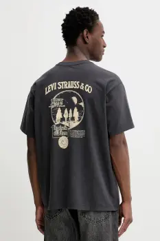 Levi's tricou din bumbac culoarea gri, cu imprimeu, 87373 imagine