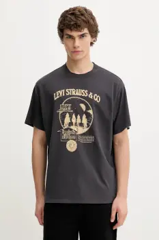 Levi's tricou din bumbac culoarea gri, cu imprimeu, 87373 imagine