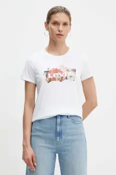 Levi's tricou din bumbac femei, culoarea alb, 17369 imagine