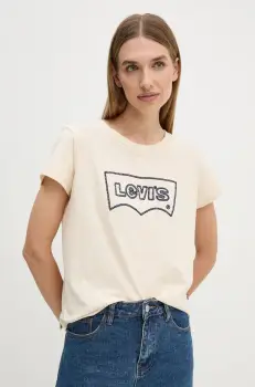 Levi's tricou din bumbac femei, culoarea bej, A8804 imagine