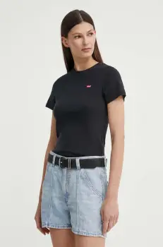 Levi's tricou din bumbac femei, culoarea negru, 000KK imagine