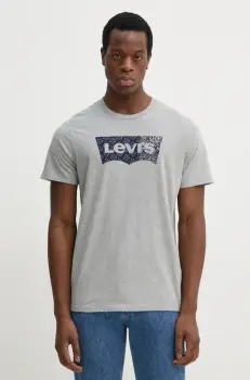 Levi's tricou din bumbac GRAPHIC CREWNECK TEE barbati, culoarea gri, cu imprimeu, 22491 imagine