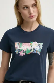 Levi's tricou din bumbac LSE THE PERFECT TEE femei, culoarea albastru marin, A2086 imagine