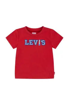 Levi's tricou din bumbac pentru bebelusi LOGO CHAMBRAY APPLIQUE TEE culoarea rosu, cu imprimeu, 6EM317 imagine
