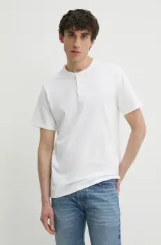 Levi's tricou din bumbac SS HM HENLEY barbati, culoarea alb, uni, A8602 imagine