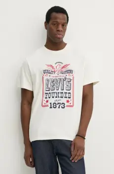 Levi's tricou din bumbac SS RELAXED FIT TEE barbati, culoarea bej, cu imprimeu, 16143 imagine