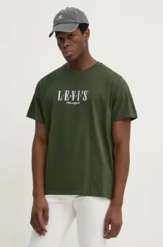 Levi's tricou din bumbac SS RELAXED FIT TEE barbati, culoarea verde, cu imprimeu, 16143 imagine
