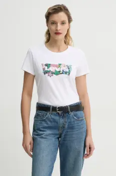 Levi's tricou din bumbac THE PERFECT TEE femei, culoarea alb, 17369 imagine