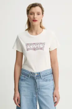 Levi's tricou din bumbac THE PERFECT TEE femei, culoarea bej, 17369 imagine
