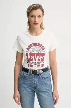 Levi's tricou din bumbac THE PERFECT TEE femei, culoarea bej, 17369 imagine