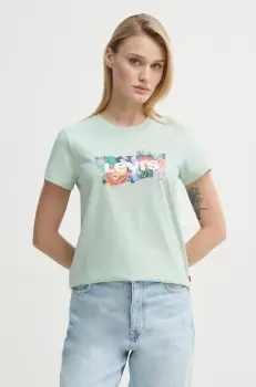 Levi's tricou din bumbac THE PERFECT TEE femei, culoarea verde, 17369 imagine