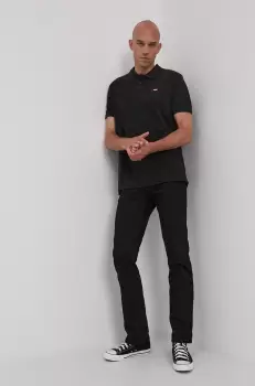 Levi's Tricou Polo barbati, culoarea negru, material neted imagine