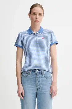 Levi's tricou polo femei, culoarea albastru, 52599 imagine