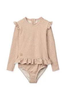 Liewood costum de baie dintr-o bucata pentru bebelusi Sille Baby Seersucker Swimsuit culoarea portocaliu, LW20191 imagine