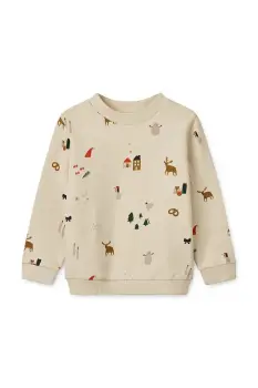 Liewood hanorac de bumbac pentru copii Thora Printed Sweatshirt culoarea bej, cu imprimeu, LW20357 imagine