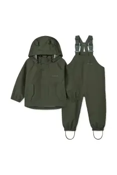 Liewood jacheta si pantaloni pentru bebelusi Manu Rainwear Set culoarea verde, LW19910 imagine