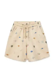 Liewood pantaloni scurti din bumbac pentru copii Gram Printed Sweatshorts culoarea bej, cu imprimeu, LW19864 imagine