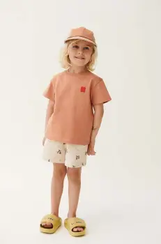 Liewood pantaloni scurti din bumbac pentru copii Gram Printed Sweatshorts culoarea roz, modelator, talie reglabila imagine