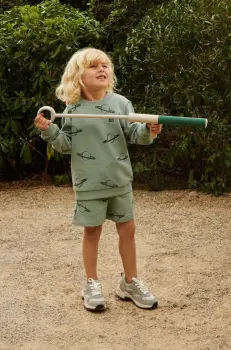 Liewood pantaloni scurti din bumbac pentru copii Gram Printed Sweatshorts culoarea verde, modelator, talie reglabila imagine