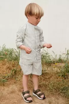 Liewood pantaloni scurti din bumbac pentru copii Monori culoarea verde, modelator, talie reglabila imagine