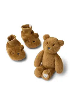 Liewood pantofi pentru bebelusi Basim Bear Baby Plush Gift Set culoarea maro, LW20296 imagine