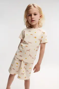 Liewood pijama copii Ilford Printed Pyjamas Set culoarea bej, cu imprimeu, LW19855 imagine