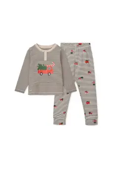 Liewood pijamale de bumbac pentru copii Wilhelm Printed Pyjamas Set culoarea albastru marin, modelator, LW19854 imagine