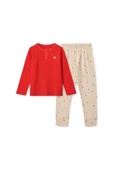 Liewood pijamale de bumbac pentru copii Wilhelm Printed Pyjamas Set culoarea rosu, modelator, LW19854 imagine