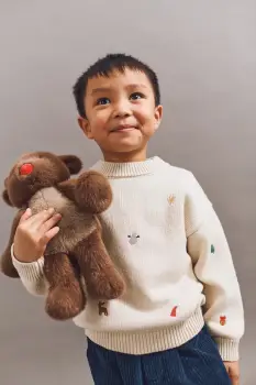 Liewood pulover de lana pentru copii Orlane Embroidery Knit Jumper culoarea bej, LW20077 imagine