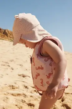 Liewood sapca de baseball pentru copii Senia Seersucker Sun Hat With Ears culoarea portocaliu, cu imprimeu, LW17681 imagine