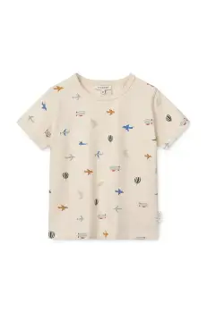Liewood tricou de bumbac pentru copii Apia Printed Shortsleeve T-shirt culoarea bej, cu imprimeu, LW19845 imagine