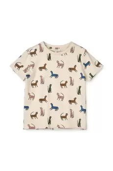 Liewood tricou de bumbac pentru copii culoarea bej, cu imprimeu imagine