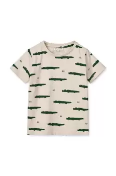 Liewood tricou de bumbac pentru copii culoarea bej, neted imagine