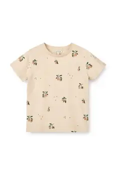 Liewood tricou din bumbac pentru bebelusi Apia Baby Printed Shortsleeve T-shirt culoarea roz, modelator imagine