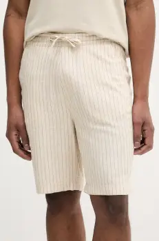 Lindbergh pantaloni scurti din amestec de in barbati, culoarea bej, 30-505095 imagine