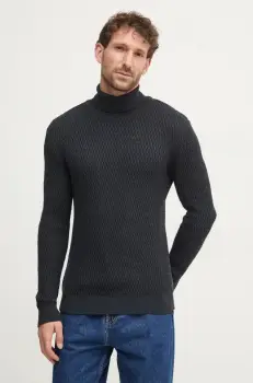 Lindbergh pulover de bumbac culoarea albastru marin, cu guler, 30-804052A imagine