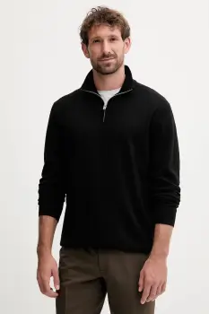 Lindbergh pulover de lana culoarea negru, light, cu guler, 30-842126 imagine
