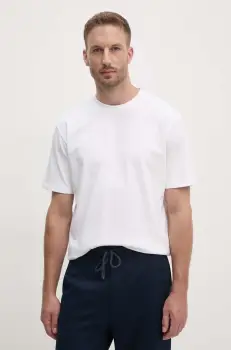 Lindbergh tricou din bumbac barbati, culoarea alb, neted, 30-400120 imagine