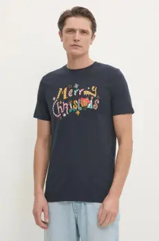 Lindbergh tricou din bumbac barbati, culoarea albastru marin, cu imprimeu, 30-400311 imagine