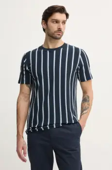 Lindbergh tricou din bumbac barbati, culoarea albastru marin, modelator, 30-400259 imagine