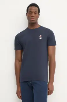 Lindbergh tricou din bumbac barbati, culoarea bleumarin, cu imprimeu, 30-400313 imagine