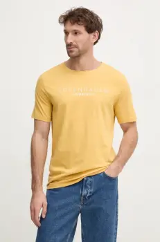 Lindbergh tricou din bumbac barbati, culoarea galben, cu imprimeu, 30-400200 imagine