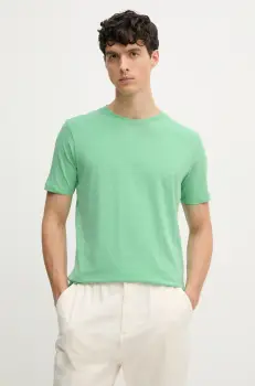 Lindbergh tricou din bumbac barbati, culoarea verde, neted, 30-400104 imagine