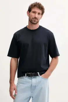 Lindbergh tricou din bumbac culoarea bleumarin, uni, 30.400120 imagine