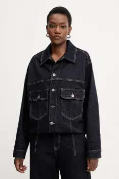 Liviana Conti geaca jeans culoarea bleumarin, de tranzitie, F5WY75 imagine