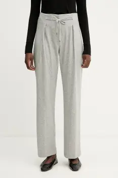 Liviana Conti pantaloni cu casmir culoarea gri, lat, high waist, F5WN34 imagine