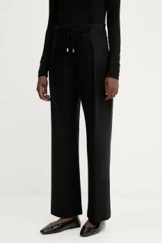 Liviana Conti pantaloni cu casmir culoarea negru, lat, high waist, F5WN34 imagine